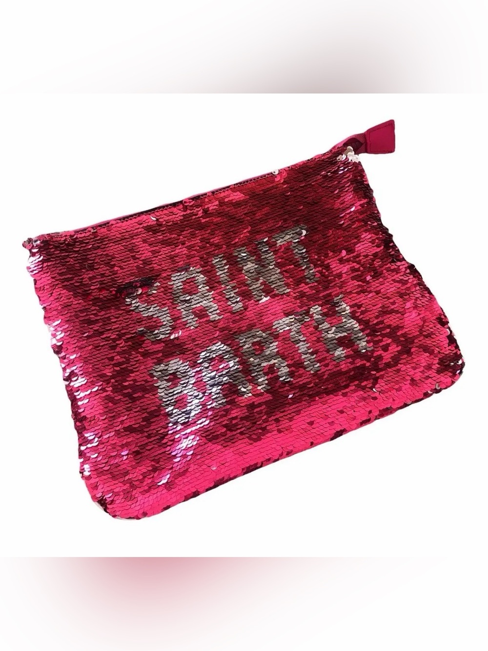 MC2 Saint Barth Reversible Sequin Pouch in Hot Pink and Silver